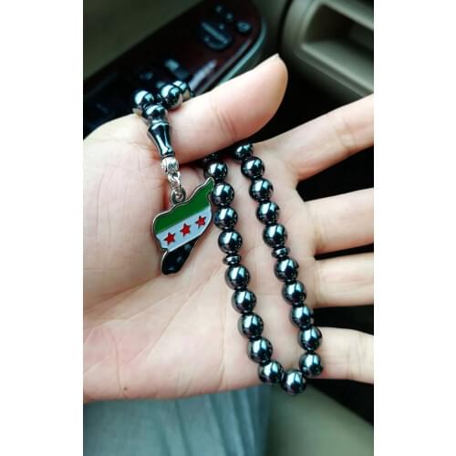NEW Syria necklace banner Flag Syrie tasbih hematite Free Syrians bracelet misbaha masbaha islamic tesbih Syrien gift sibha