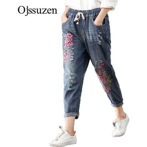 Женские джинсы с вышивкой Ojssuzen China At AliExpress