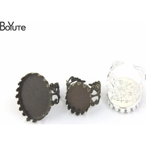 BoYuTe 20Pcs 6 Colors Oval Cabochon Ring Base, Adjustable Ring Settings without Stones Diy Jewelry Accessories