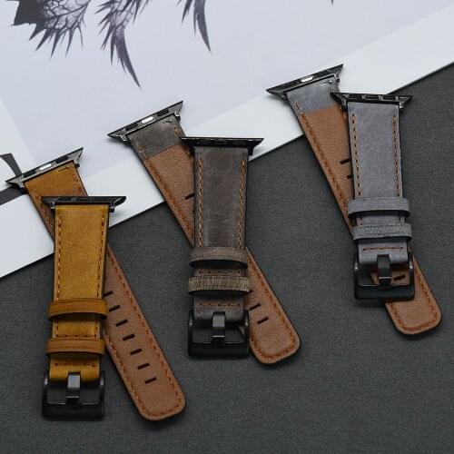 100% Genuine Cow Leather loop Bracelet Belt Band For Apple Watch 42mm 38mm 44mm 40mm Strap For iWatch6 5 4 3 2 1 Sport Wristband