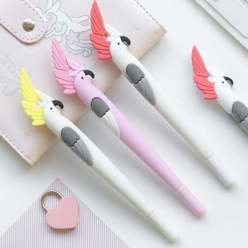 Pen Cute Crowned Parrots Gel Lovely Bird Ballpoint Blue Color Ink Writing Stationery Office School Supplies