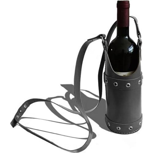 Medieval Vintage Water Bottle Holder Wine Flask Carry Case With Shoulder Strap Steampunk Leather Drink Kettle Bag For Men Women