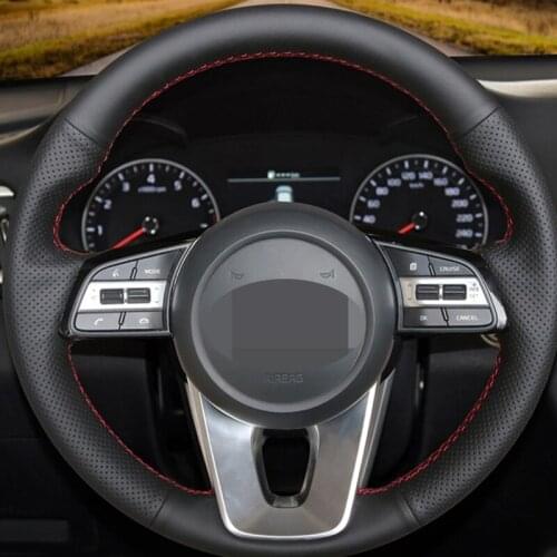 Hand-stitched Hige Soft Faux Leather Car Steering Wheel Cover for Kia K5 Optima 2019 Forte Cerato (AU) 2018 Cee'd Ceed 2019