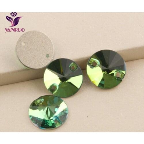 YANRUO 3200 Rivoli Peridot Sew on Rhinestones Crystals Stones Sewing Flat back Rhinestone Stones For Dress