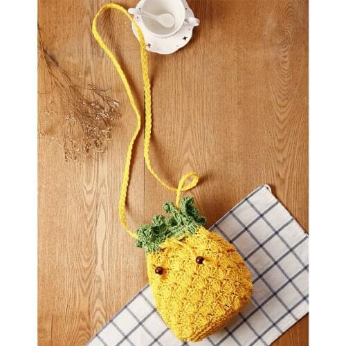 Fashion Cartoon Cute Women Girl Woven Bags Rattan Bag Handmade Vintage Summer Drawstring Bags Straw Crossbody Bags Storage