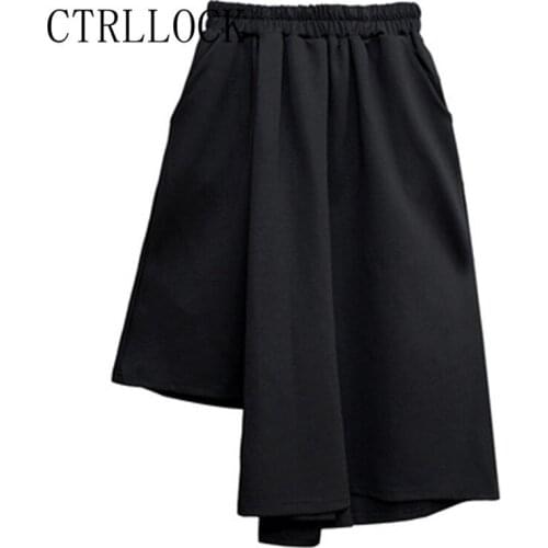 CTRLLOCK Streetwear Asymmetric Wide Leg Pants Loose Womens Trousers Fashion Trend 2021