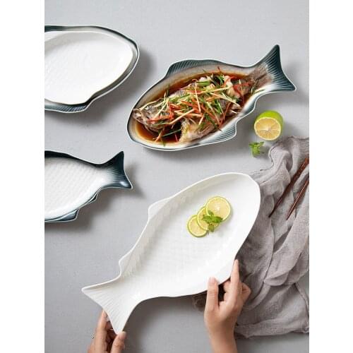 Japanese food plate dish plate ceramic home new creative personality restaurant steamed fish plate bowl tableware kitchen