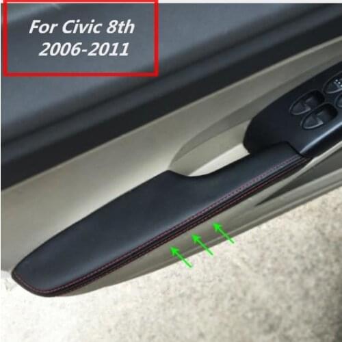 For Honda Civic 8th Gen 2006 2007 2008 2009 2010 2011 Microfiber Leather Door Armrest Panel Protective Cover with Mount Fittings