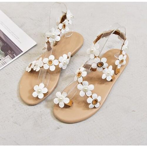 Women Sandals Bohemia Style Summer Shoes For Women Flat Sandals Beach Shoes Flowers Flip Flops Plus Size Chaussures