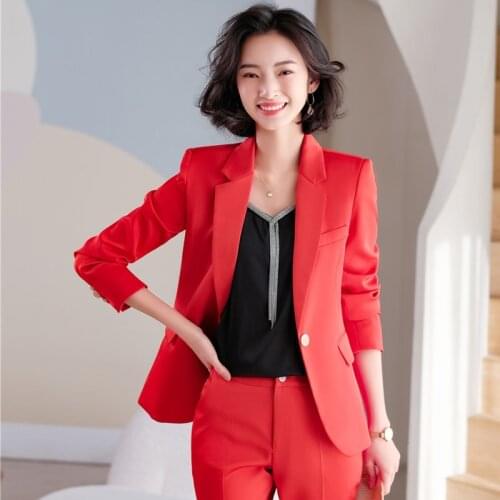 High Quality Fabric Formal Women Business Suits with Pants and Jakets Coat Professional OL Style Ladies Office Pantsuits Blazers