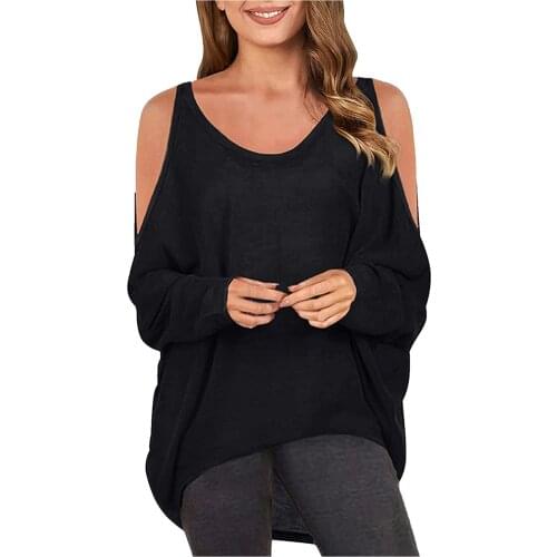 Off Shoulder Women Shirts And Tops 2021 Autumn Long Sleeve Boat Neck Shirt Solid Color Tunic Blouse For Women Koszula Damska