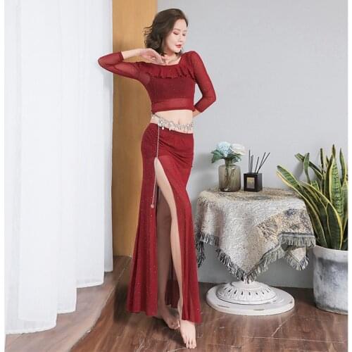 Oriental Dance Costume Belly Dance Practice Clothes Women Dancing Sequined Dress Ladies Long Skirt Classical Dance Stage Costume