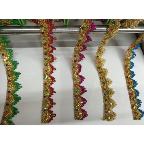 5Yard/lot 3.5cm New colorful Sequin Beaded Lace Trims for Costume,Gowns,Dancing Dresses&DIY Crafts african lace fabric