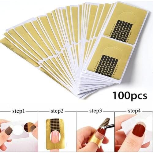 100Pcs Professional Acrylic Gel Nail Art Form Guide Sticker Extension Nail Polish Curl Tips Tools for Women Nail Sticker