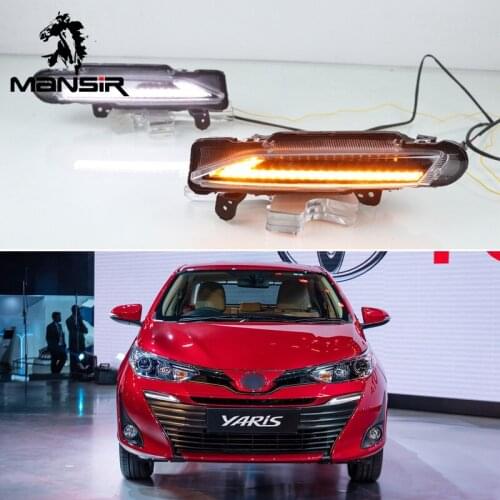 12V LED Daytime Running Light Daylight ABS Car DRL For Toyota Yaris 2017 2018 2019 Dynamic Yellow Turning Signal Relay Auto DRL