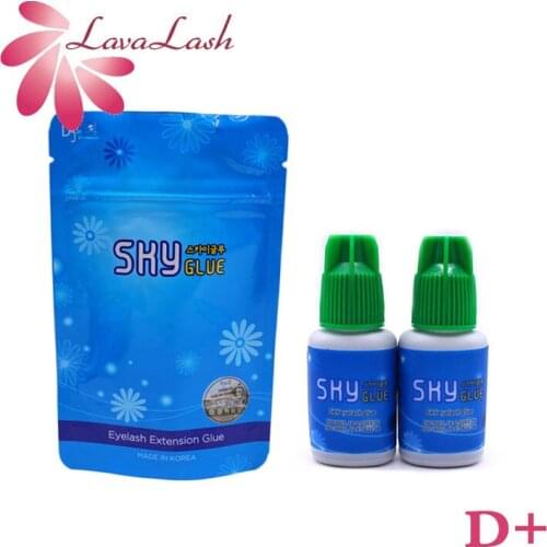 2 Bottles Korea Sky Glue Eyelash Adhesive For Eyelash Extensions Sky D+ Green Cap 5ml False Lash Glue Wholesale Sealed Bag Tools