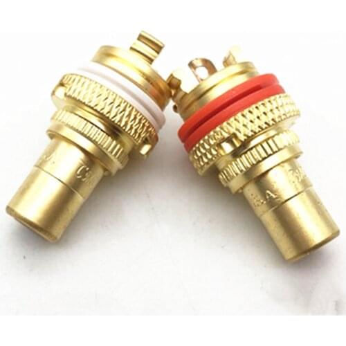 2Pcs/lot High Quality CMC Copper RCA Female Plug Socket Terminal Jack Socket AV Audio Video speker Connector Adapter