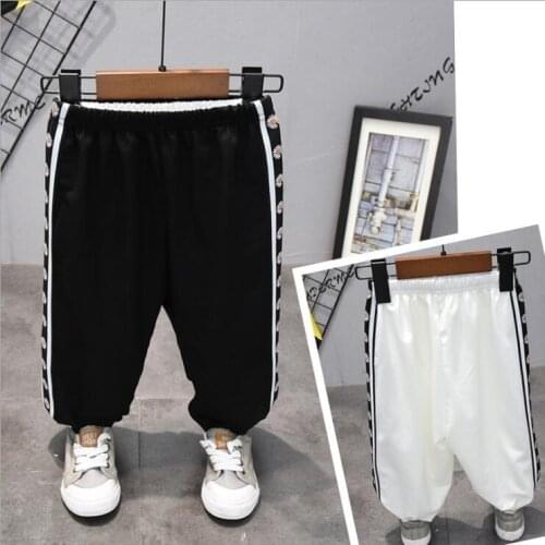 2020 Summer Thin Ice Silk Kids Girls Pants Striped Harem Pant for Children Boys Print Trousers Toddler Trouser 2-7Y Sports Pant