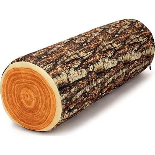 3D Realistic Stump Log Wood Shape Throw Pillow Office Sofa Car Comfortable Cushion