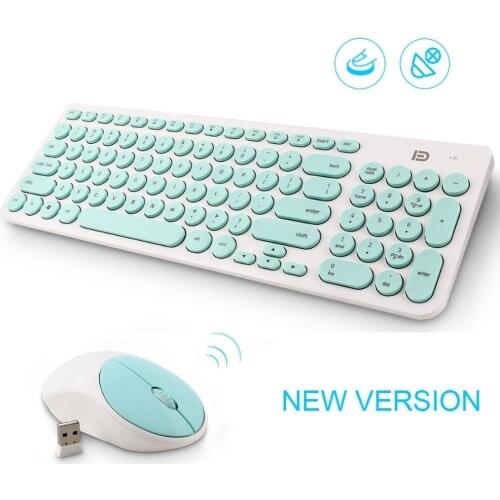 FD Wireless Keyboard and Mouse 2.4GHz Mini Ultra Slim for Mac Notebook Laptop Computer Desktop Office Game with Russian Stickers