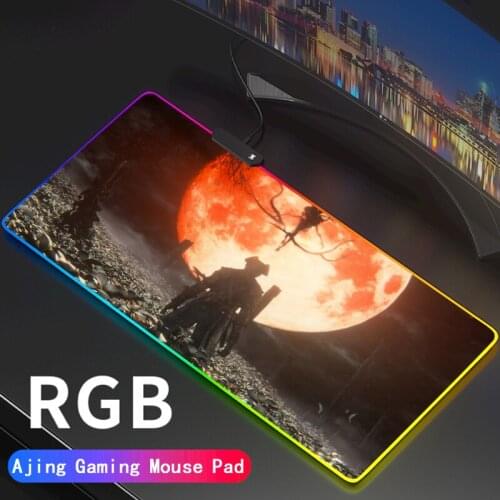 Large Gaming Glow Mousepad Anime Bloodborne RGB Mouse Pad XXL Computer Mat LED Backlit Mat Mause Carpet Desk Mat