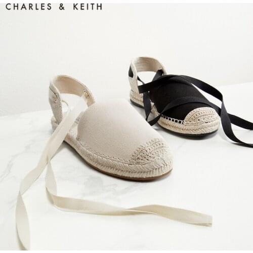 CHARLES＆KEITHNew Arrival for Summer 2021 CK1-70380855 Ladies lace fisherman canvas shoes