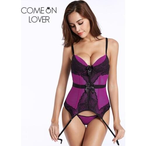 Comeonlover Lace Push Up Corselet Slimming Sexy Waist Trainer Body Shaper S-2XL Spandex Hot Bustier Corsets Top AE2257
