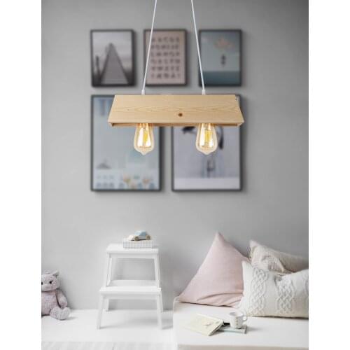 Nordic wood pendant lights LED Modern pendant lamps dining living room kitchen office Cafe long strip hanging lamp