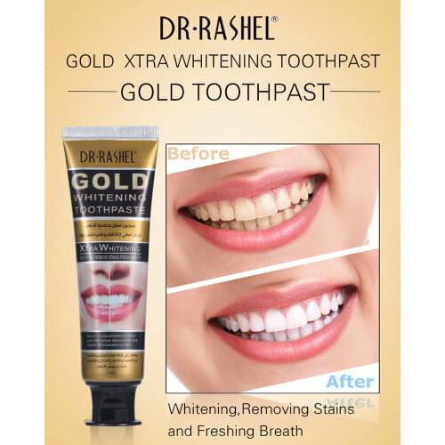 DR.RASHEL Tooth Care Gold Whitening Toothpaste Whitening Removing Stains and Freshing Breath Oral Hygiene Teeth Care 120ml