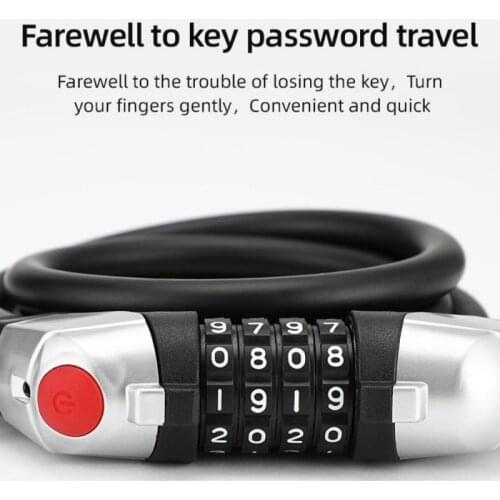 Cycling 4Digit Bicycle Lock Combination Password Bicycle Lawn mower Cable Chain Lock Steel Cable Chain Self-contained Safety