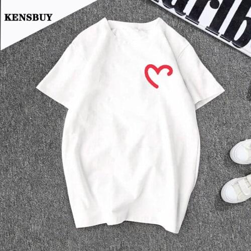 Heart Print Women Tshirt Cotton Casual Streetwear Funny T Shirt For Lady Yong Girl Tee Top Woman Clothes