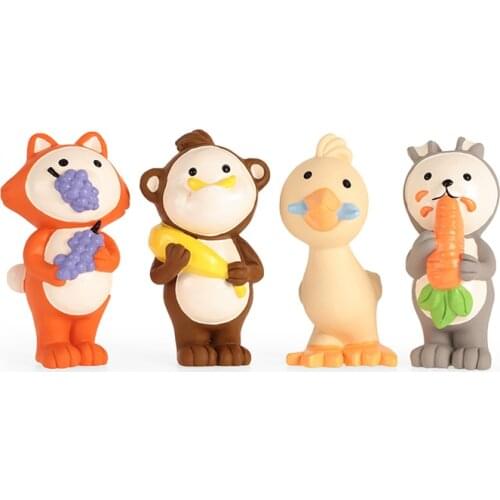 Dog Toy Q-MONSTER Thick Walled Natural Rubber Squeaky Toy Greedy Fox Monkey Bird Bunny Interactive Chew Toy