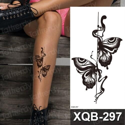 Fake tatoo butterfly rose peonies flower tattoo sticker women sexy body art waterproof temporary tatoo for woman leg sleeve arm
