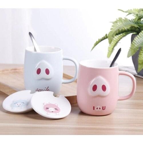 Piggy Nose Mug Simple Animal Ceramic Cup Creative Coffee Cup Color Random