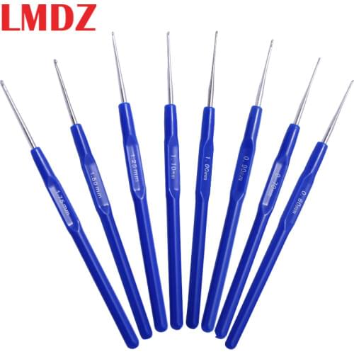 LMDZ 8pcs/set Lace Knitting Needles Metal Crochet Hooks DIY Hand Craft Small Crochet Fine Wool Knitting Needles 0.6-1.75mm