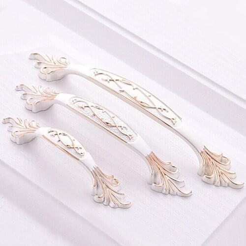 Furniture Drawer Cabinet Door Handles and Knobs,Kitchen Hardware Accessories Vintage Cupboard Pulls,Thickened Base White Handle