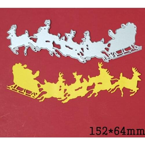 Seven Reindeer Christmas Sleigh Metal Cutting Dies For Stamp Scrapbooking Stencils DIY Paper Album Card Decor Embossing 2020 New