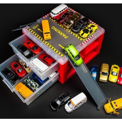 Multi-functional Mini Parking Lot Car Toy Drawer Kids Toys Storage Box Case Bin NO CARS Boys Novelty Gifts Children Party Games