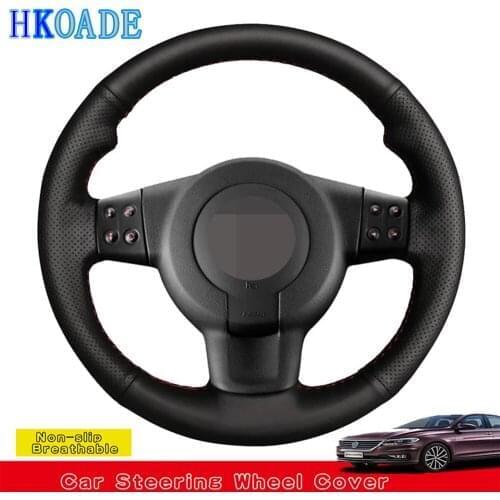 DIY Hand-stitched Black Genuine Leather Car Products Steering Wheel Cover For Seat Leon FR|Cupra MK2 1P Ibiza FR 6L 2005-2009