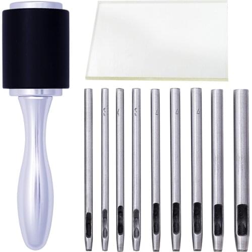 Imzay 0.5-4.0mm Leather Round Hole Punch Set Cutter Punch Leather Handmade Craft Tools Belt Punching Hand Tools Supplies