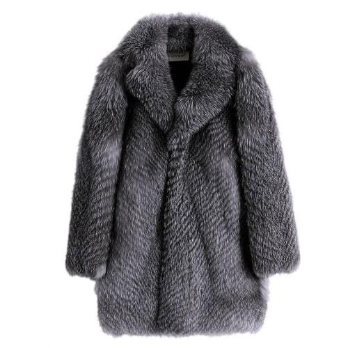 New arrival Luxurious Mens Fox fur coat Fur one Genuine Leather Winter Fur Jacket High quality Male warm silver fox winter coat