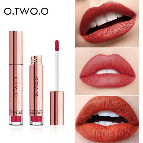 O.TWO.O Liquid Lipstick Waterproof Long Lasting Matte Velvet Lip Gloss Makeup Smooth Lip Tint Pigment Red Lips Cosmetics