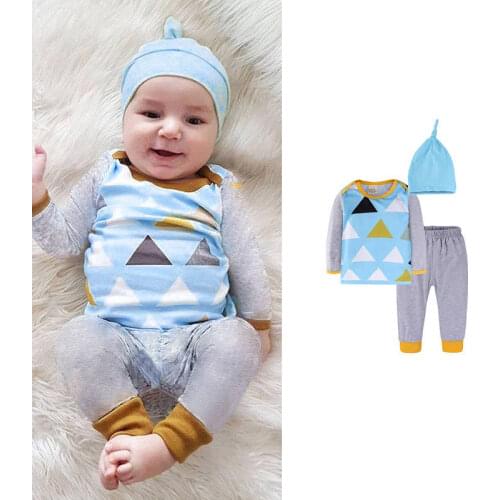 Baby Boy Clothes 2020 Autumn Baby Girl Clothing Sets Newborn Cotton Printed Long Sleeved T-shirt+pants+cap Kids 3pcs Suit