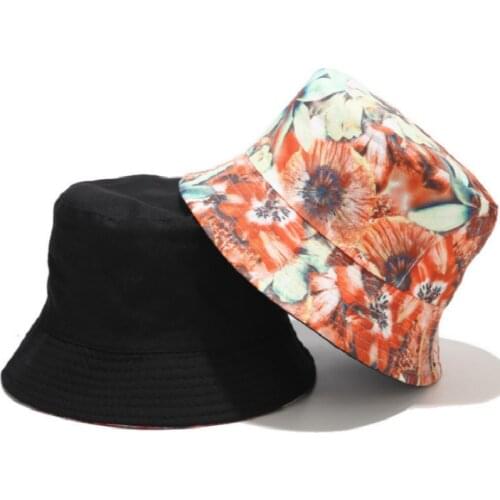 Flower Reversible Bucket Hat For Women Casual Printed Floral Summer Sun Hat Outdoor Sunscreen Beach Panama Female Fishing Cap