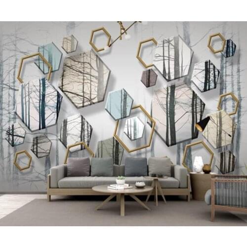 Custom Photo Wallpaper 3D Light Luxury Modern Minimalist Hand-Painted Woods Forest Living Room Sofa TV Decoration Mural