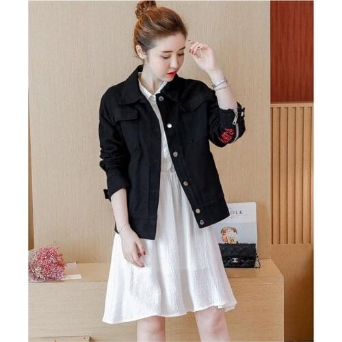 Casual long-sleeved jacket short denim jacket female spring and autumn 2019 new Korean version of the wild loose A377