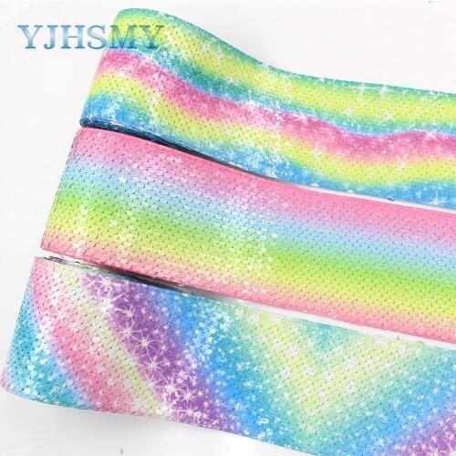 YJHSMY I-19410-905,Printing Sequin Ribbon Shiny Glitter Cartoon 3'' Ribbon,DIY Handmade Materials,Wedding Party Decoration 2y