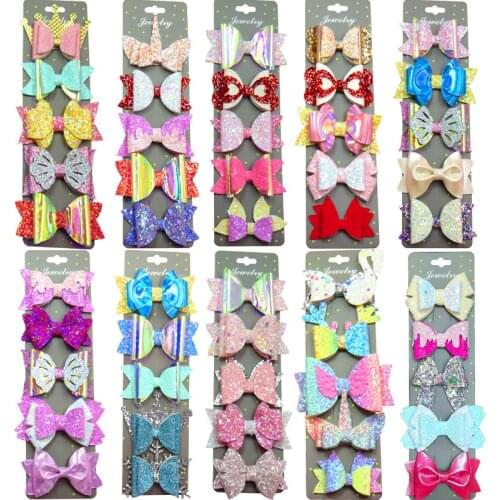 10PCS/Lot Cute MIX Styles Sequin Bow Crab Hair Clips Bezel Candy Hairpins 2020 Scrunchie Korean Hair Accessories For Baby Girl