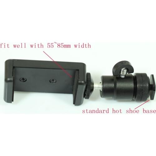 DSLR Smartphone clamp with 1/4"-20 Hot Shoe Adaptor & mini ball head for camera