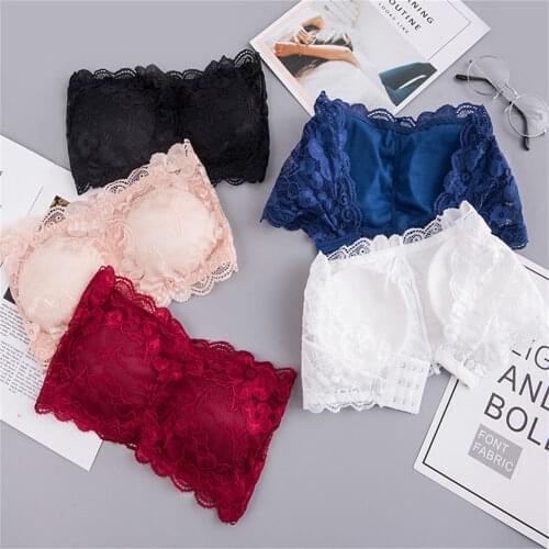 Summer Sexy Bra Crop Top Lace Women Removable Padded Strapless Tube Tops Push Up Bra Seamless Soft Bralette Everyday